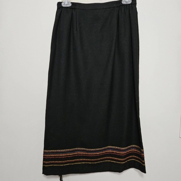 Women's Vintage Southwest Style Fringe Faux Wrap Skirt Size 6P - Picture 2 of 8
